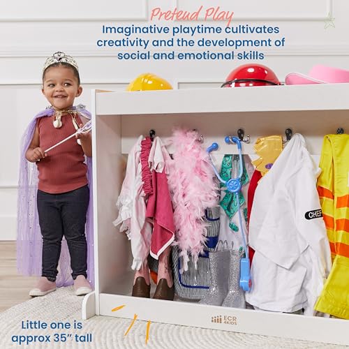 Toddler Dress-Up Island with Mirrors and Storage, White Wash Birch Wood