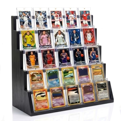 5-Tier Wooden Graded Trading Card Display Stand for Sports Cards