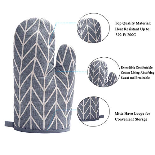 4-Piece Oven Mitt and Pot Holder Set, Heat-Resistant Silicone Non-Slip Grey