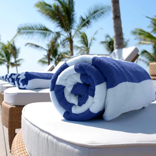 White Classic Oversized Cabana Stripe Beach Towels 2 Pack - 35x70 Cotton