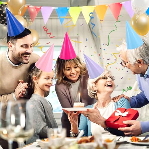 Party Cone Hats for Adults and Kids - Bulk Birthday Headwear Supplies