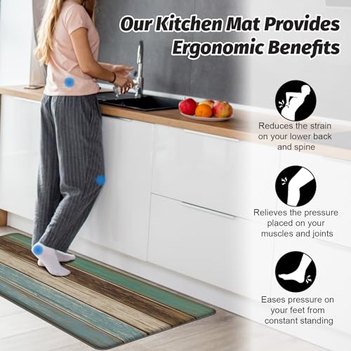Anti-Fatigue Kitchen Mat Set of 2, Cushioned Waterproof Standing Floor Rugs