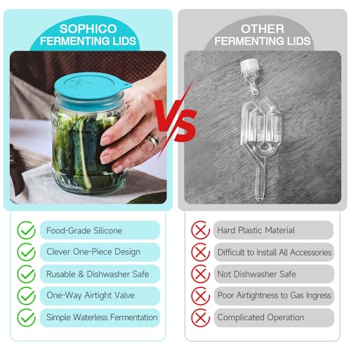 Silicone Fermentation Lids for Wide Mouth Mason Jars 4-Pack