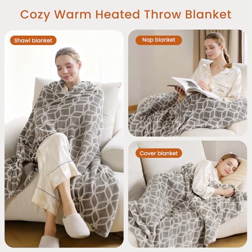 Electric Heated Throw Blanket with 4 Heat Levels, 50"x60"