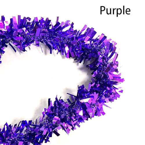 33ft Purple Metallic Tinsel Garland, 3.5-Inch Thick Holiday Decor