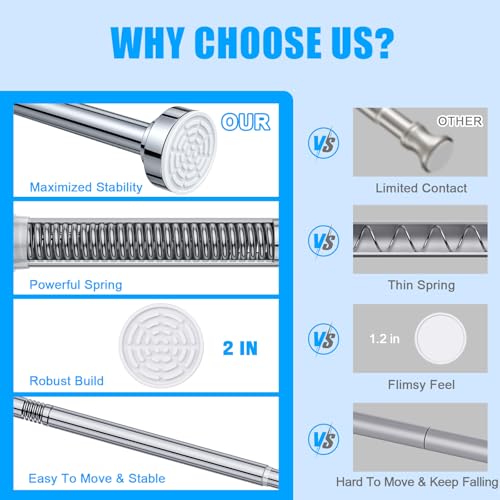 TEECK Adjustable Shower Curtain Rod 32-80 Inch Stainless Steel Tension Rod