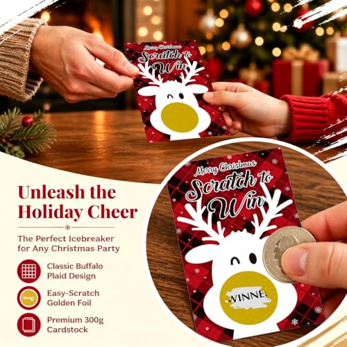 GMEMNOV Red Merry Christmas Scratch Off Game Cards - 36PCS Holiday Party Favors & Activities