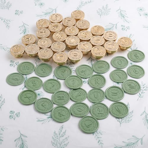 YOLAKIS YOLET-B Olive & Eucalyptus Wax Seal Stamp Set Brass Head Wedding Party