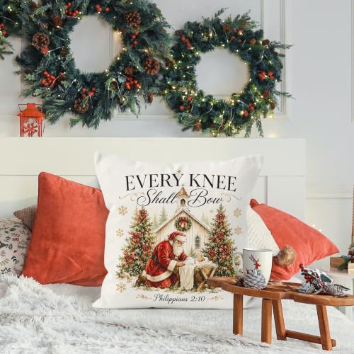 WNAGT Christmas Nativity Santa Pillow Cover 18x18 U Pillow Covers
