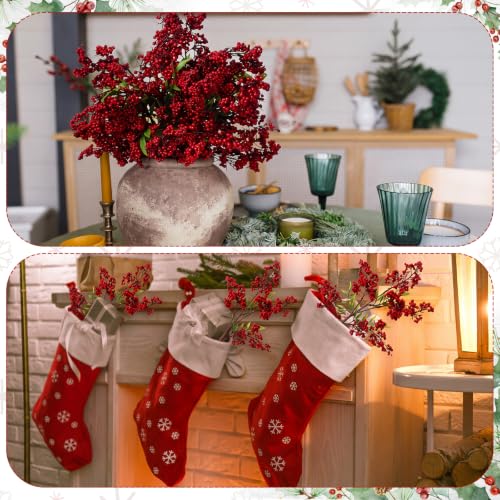 Tigeen 18 Pcs Artificial Red Berry Stems - Christmas Holly Branches, 18", Variation: Red Berry