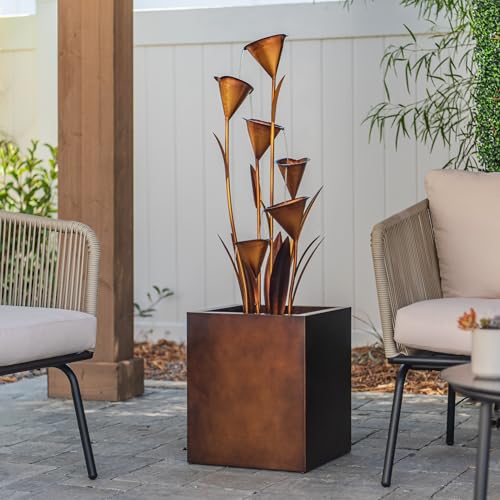 46-Inch Multi-Tier Metal Flower Water Fountain for Indoor and Outdoor Use