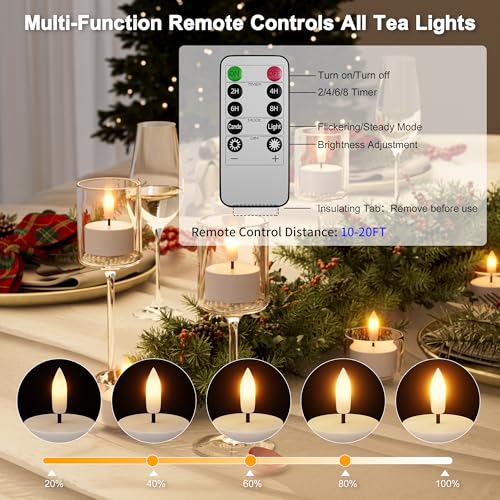 Kimjo White 12-Pack Rechargeable Flameless Tea Lights with Remote & Timer