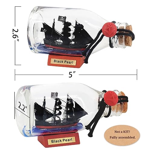 5-Inch Ship in a Bottle Nautical Model - Handmade Decorative Ornament