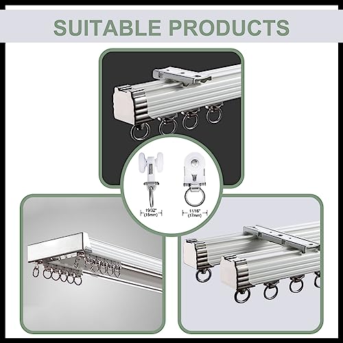 Heavy-Duty Aluminum Curtain Rail Runners - Smooth Sliding Pulleys (10 Pack)