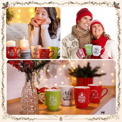 Potchen 4-Piece Holiday Greetings Mug Gift Set - Christmas Ceramic Mugs