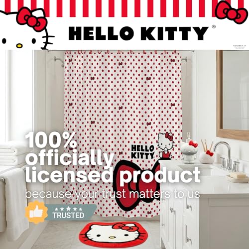 Hello Kitty 13-Piece Shower Curtain Set, 72 x 70 Inches, Official Licensed Kids Bathroom Decor