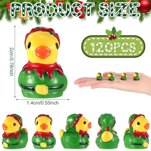 120 Pcs Elf Green Resin Ducks Miniature Figurines - Christmas Decor