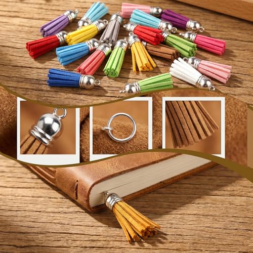 Leather Tassel Charms for Keychain Making - 50 Piece DIY Craft Set