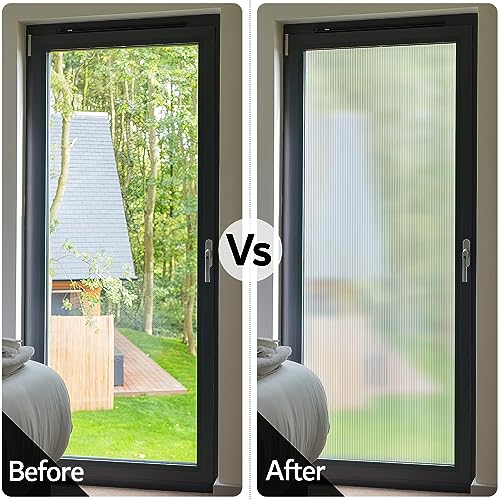 Reeded Glass Window Film - Frosted Privacy Film 17.7x78.7 inches