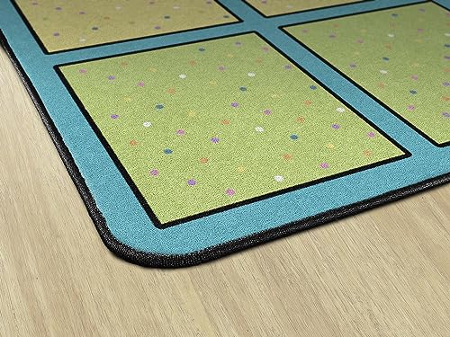 Happy Squares Educational Kids Area Rug, 7'6" x 12' Classroom Seating