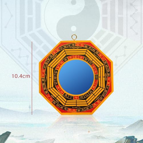 Traditional Feng Shui Bagua Mirror Set - Concave and Convex Walnut Wood