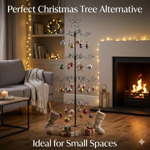 HOHIYA Black 3 Ft Ornament Display Tree Stand with 56 Hooks for Christmas & Holiday Decor