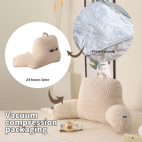 Ergonomic Reading Pillow with Armrest - 17" Back Support for Bed