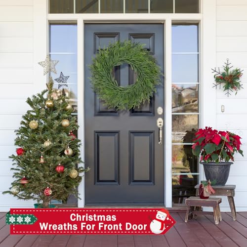 26-Inch Artificial Pine and Cedar Christmas Wreath for Front Door Decor