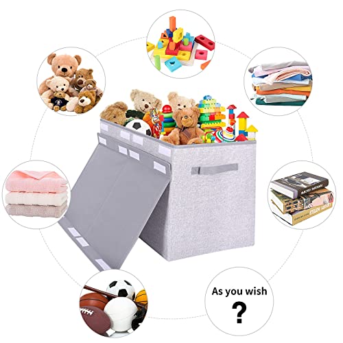 Large Foldable Toy Storage Chest with Lid - 82L Fabric Organizer Bin