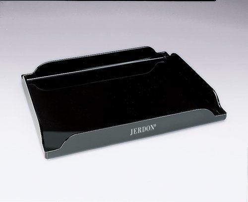 JERDON Black Coffee Maker Tray - 8" by 10" Plastic Tray for Countertop Organization - Raised Edges Designed to Hold Spilled Liquid -Non-Slip - Great for Kitchens or Bathroom Vanity - CMT10B