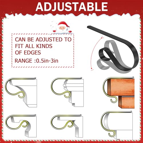 Adjustable Metal Christmas Stocking Holders for Fireplace Mantel - No Drill
