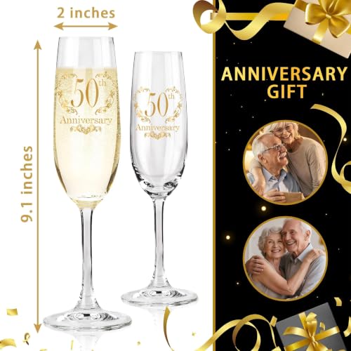 Hexagram 50th Anniversary Champagne Flutes Gift Set for Couples - Elegant Wedding Toast Glasses