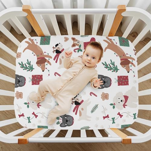 CaTaKu Multicolor Mini Crib Sheet 28x52x9in Fitted, 95% Polyester 5% Spandex