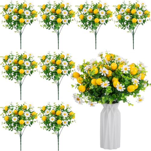 8 Pcs Artificial Lemon Bouquet - Vibrant Faux Fruit Decor