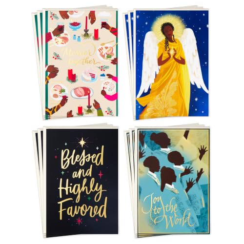Holiday Angel and Choir Christmas Cards - Mahogany 12-Pack with Religious Sentiments