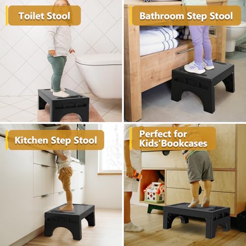 Heavy-Duty Foldable Step Stool - 450lb Capacity Non-Slip Collapsible Stool