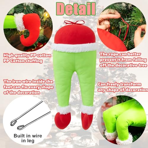 Poseable Christmas Elf Body Tree Ornaments - Stuffed Head, Arms & Legs