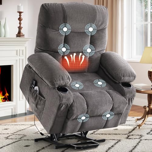 Power Lift Recliner Chair with Massage, Lumbar Heating, and USB Charging