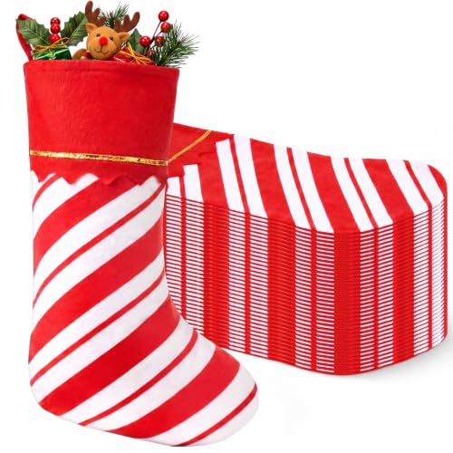 Zubebe 36 Pcs Christmas Stockings Bulk 15 Inch Felt Red White Twill Stripe