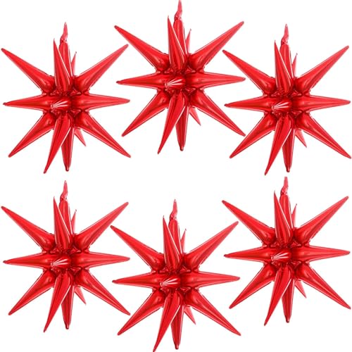BBPOOL Red Star Balloons 22 Inch Foil Starburst Balloons for Party Decorations