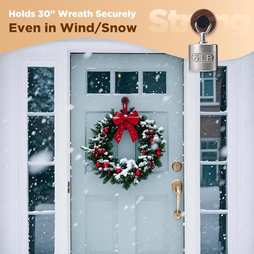 Heavy Duty Suction Cup Wreath Hangers for Front Door - 2 Pack (Walnut)