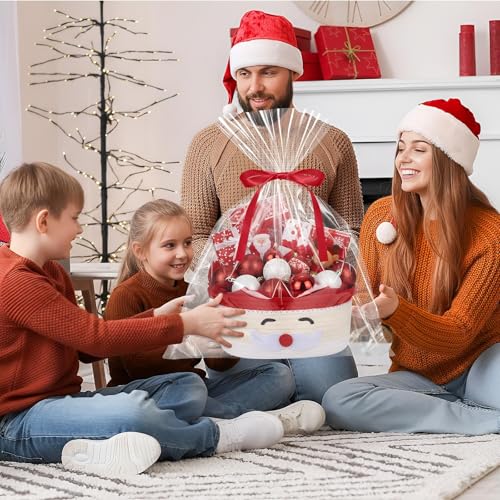Zopeal Christmas Santa Emoticon Woven Gift Basket - Festive Storage & Gift Packaging