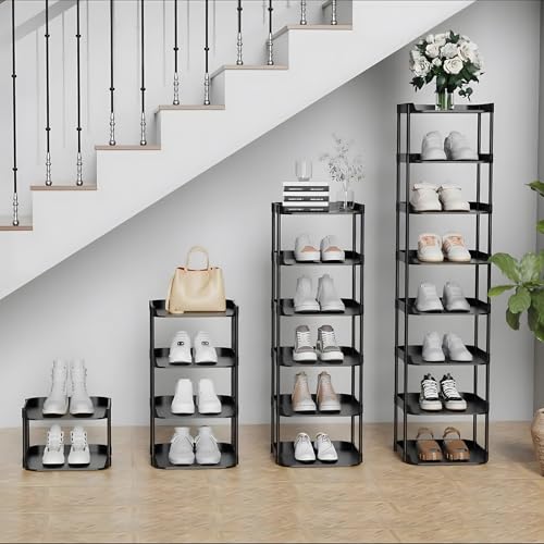 6-Tier Vertical Narrow Shoe Rack, Stackable Tall Skinny Storage Organizer
