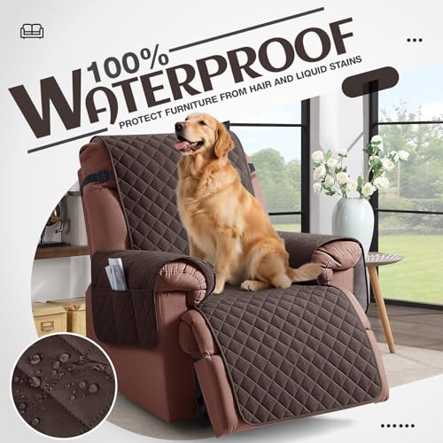 Waterproof Recliner Chair Cover for Pets - Anti-Slip Furniture Protector (23.6", Chocolate)