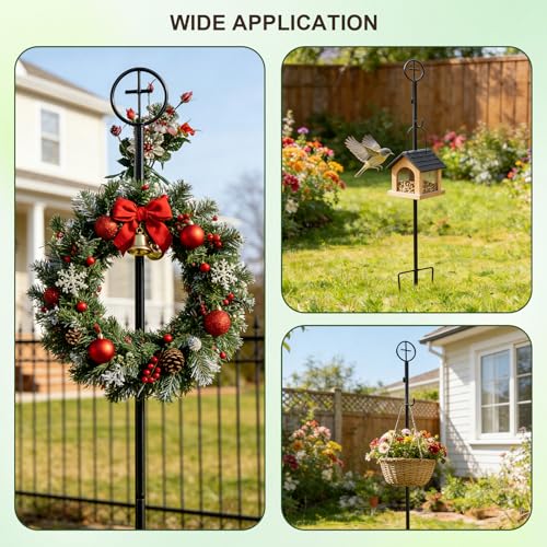 Adjustable Metal Cemetery Wreath Stand with Vases - 38" Grave Flower Holder