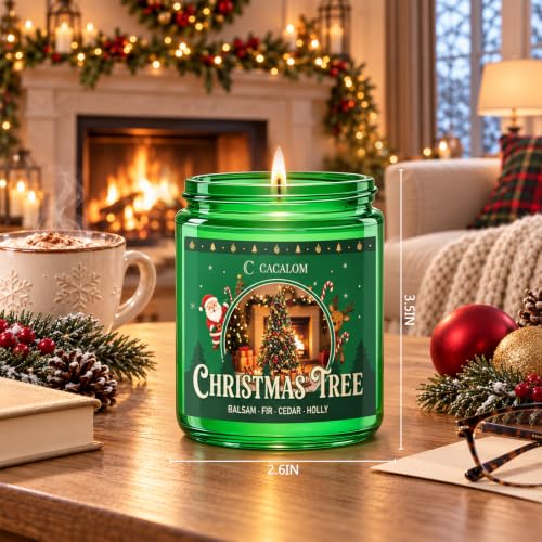 C CACALOM Christmas Scented Tree Candle 7oz - Soy Wax Holiday Decor, Pack of 1