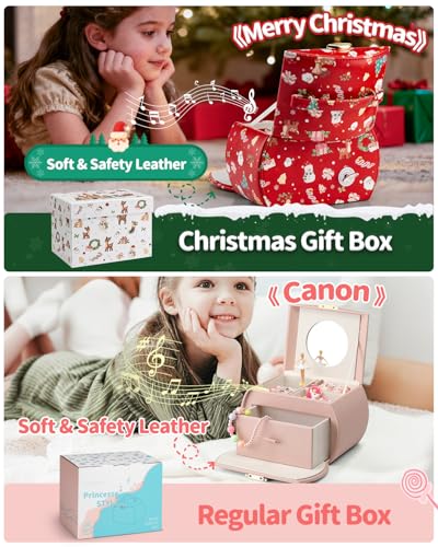 2-Layer Musical Jewelry Box for Girls with Spinning Ballerina and Drawers