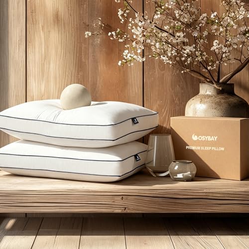 King Size Goose Feather and Down Pillows Set of 2 - Medium Firm Support