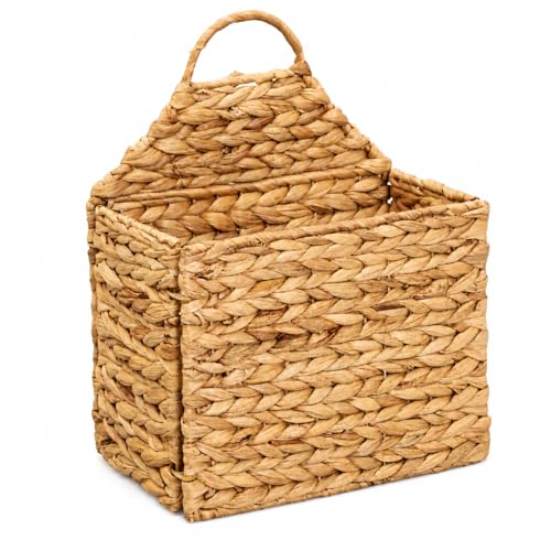 Woven Hanging Wall Basket - Flat Back Farmhouse Storage Organizer