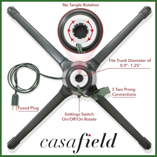 Casafield 360-Degree Rotating Christmas Tree Stand with Outlets, Adjustable for Up to 7.5 ft Artificial Tree